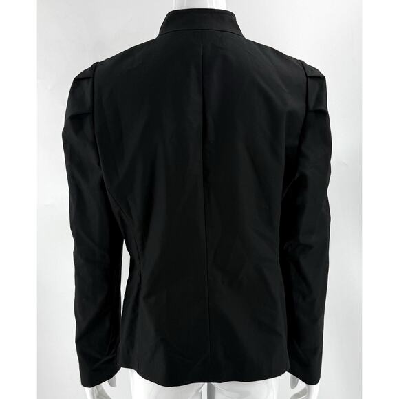 Lafayette 148 Blazer Jacket Womens Sz 12 Black Ruched Shoulder Hook Eye Closure - Picture 4 of 8